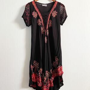 Black and red floral print